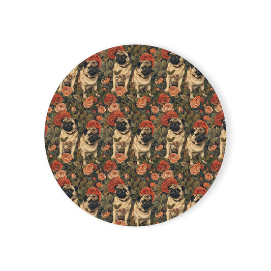 Blooming Pug Paradise Cork Back Coaster