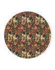 Blooming Pug Paradise Cork Back Coaster