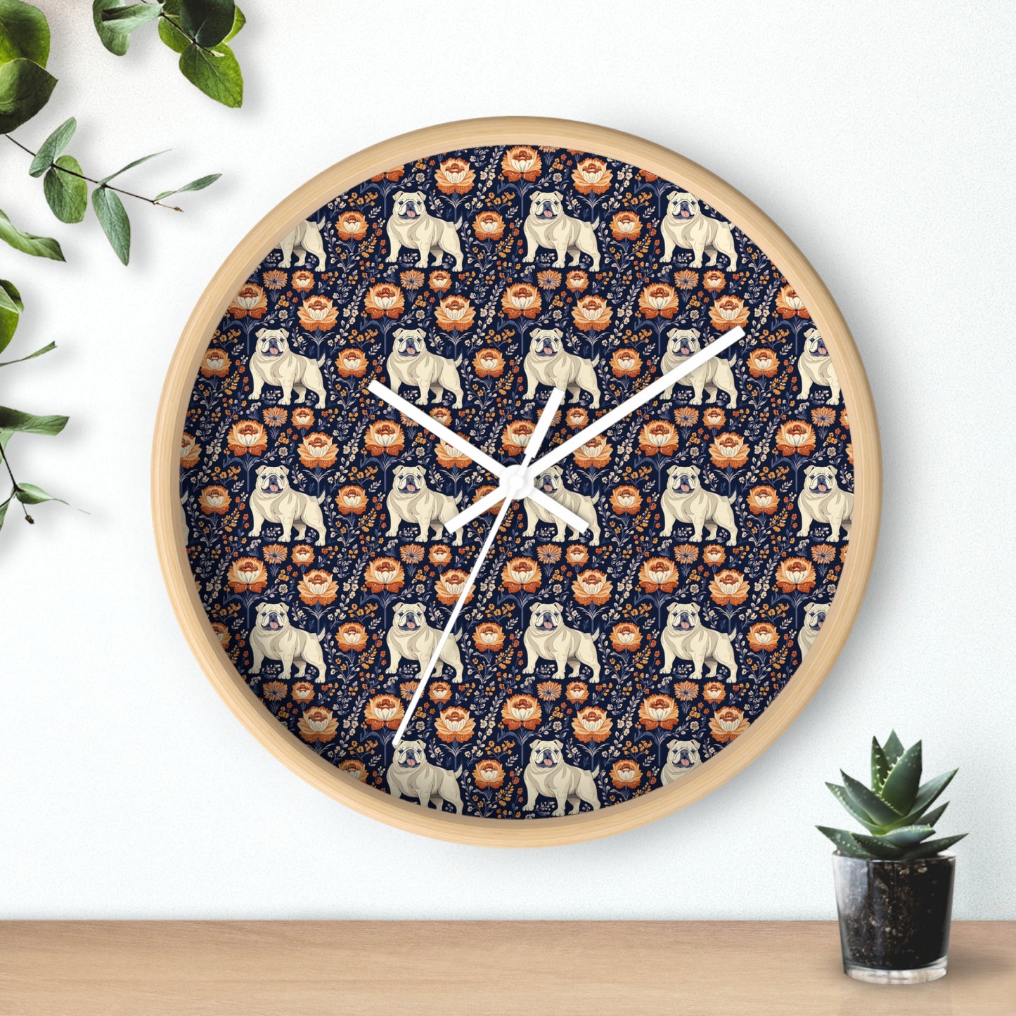 Bulldog Blossom Bonanza Wall Clock