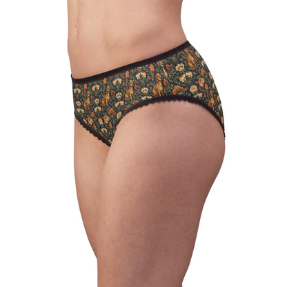 Dazzling Dachsund Blossoms & Foliage Women's Briefs