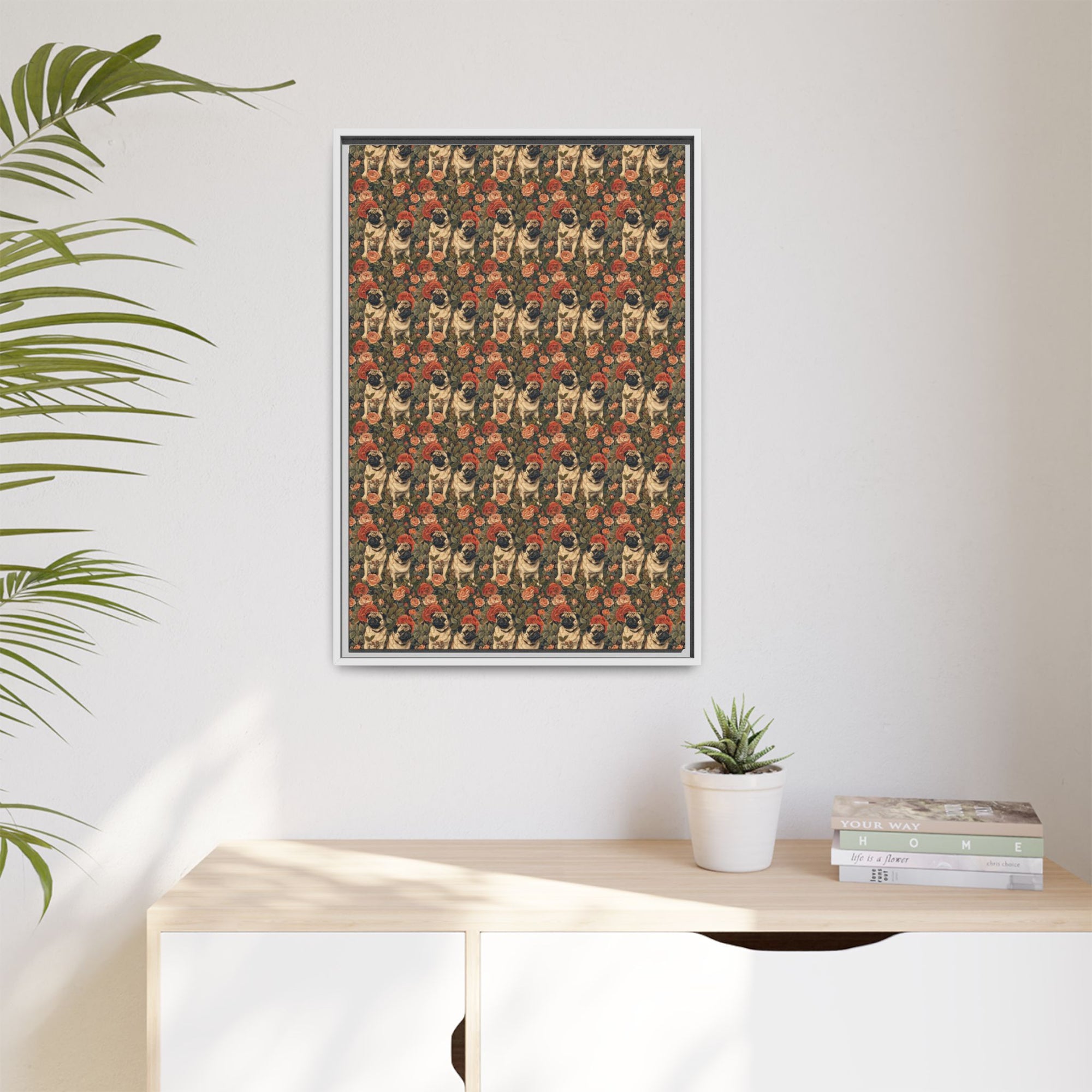 Blooming Pug Paradise Matte Canvas, Framed