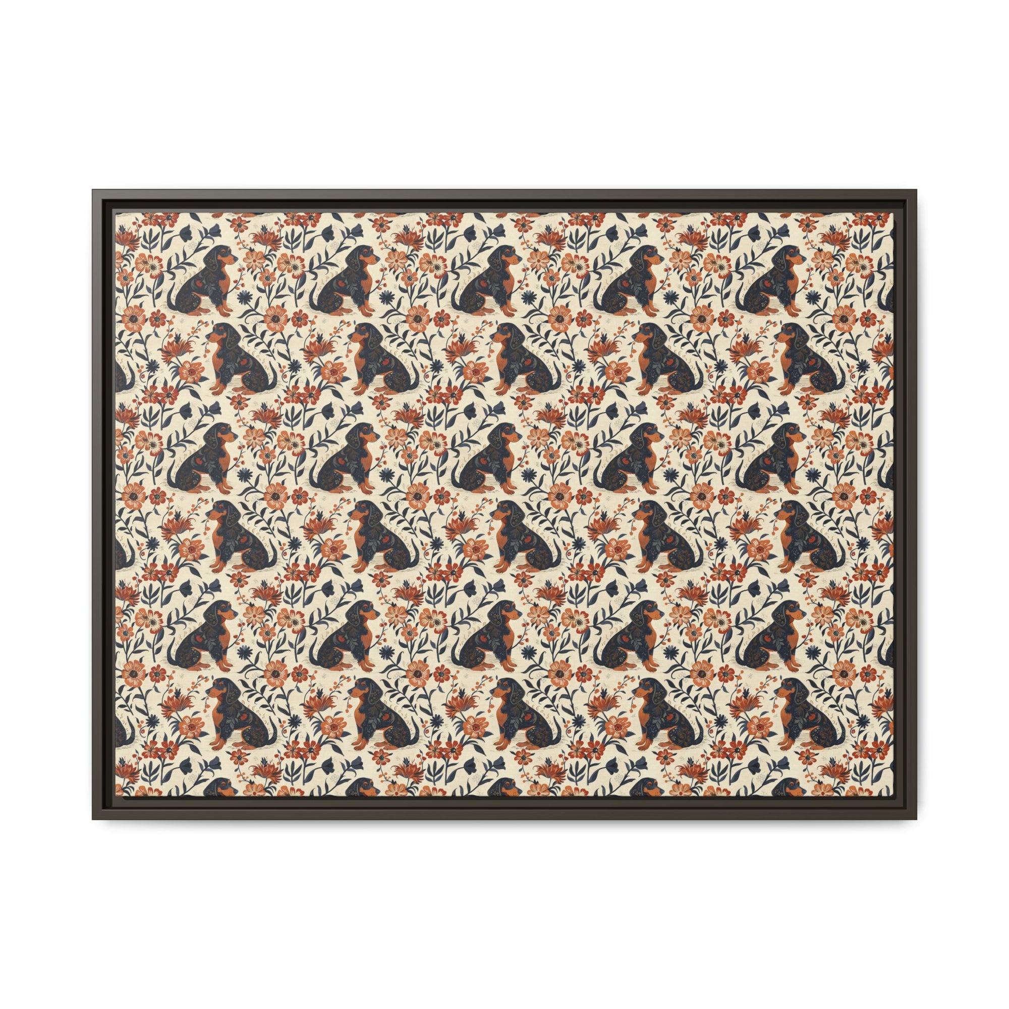 Blossoming Dachshunds Delight Matte Canvas, Framed