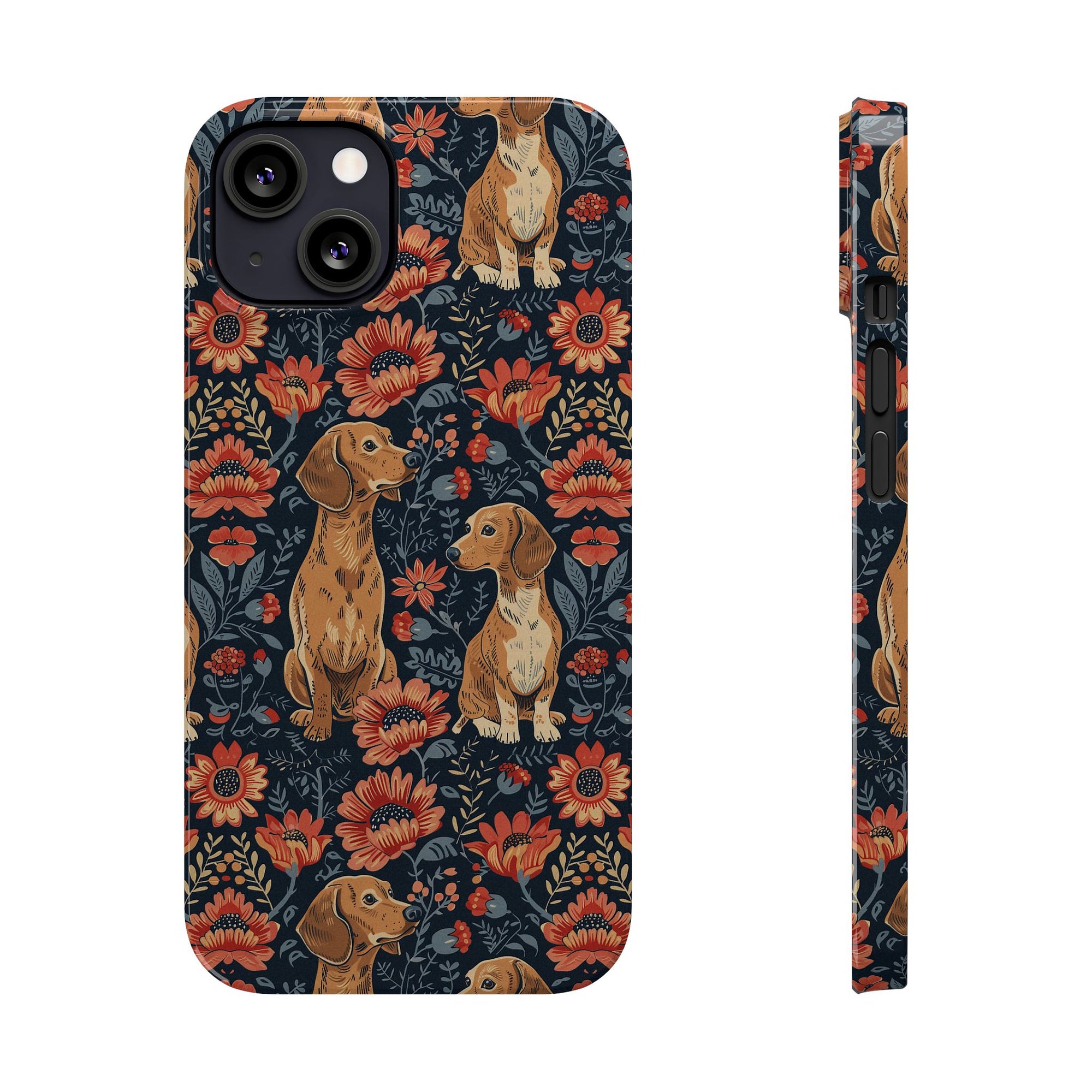 Floral Pawsome Dachsund Delight Slim Phone Cases