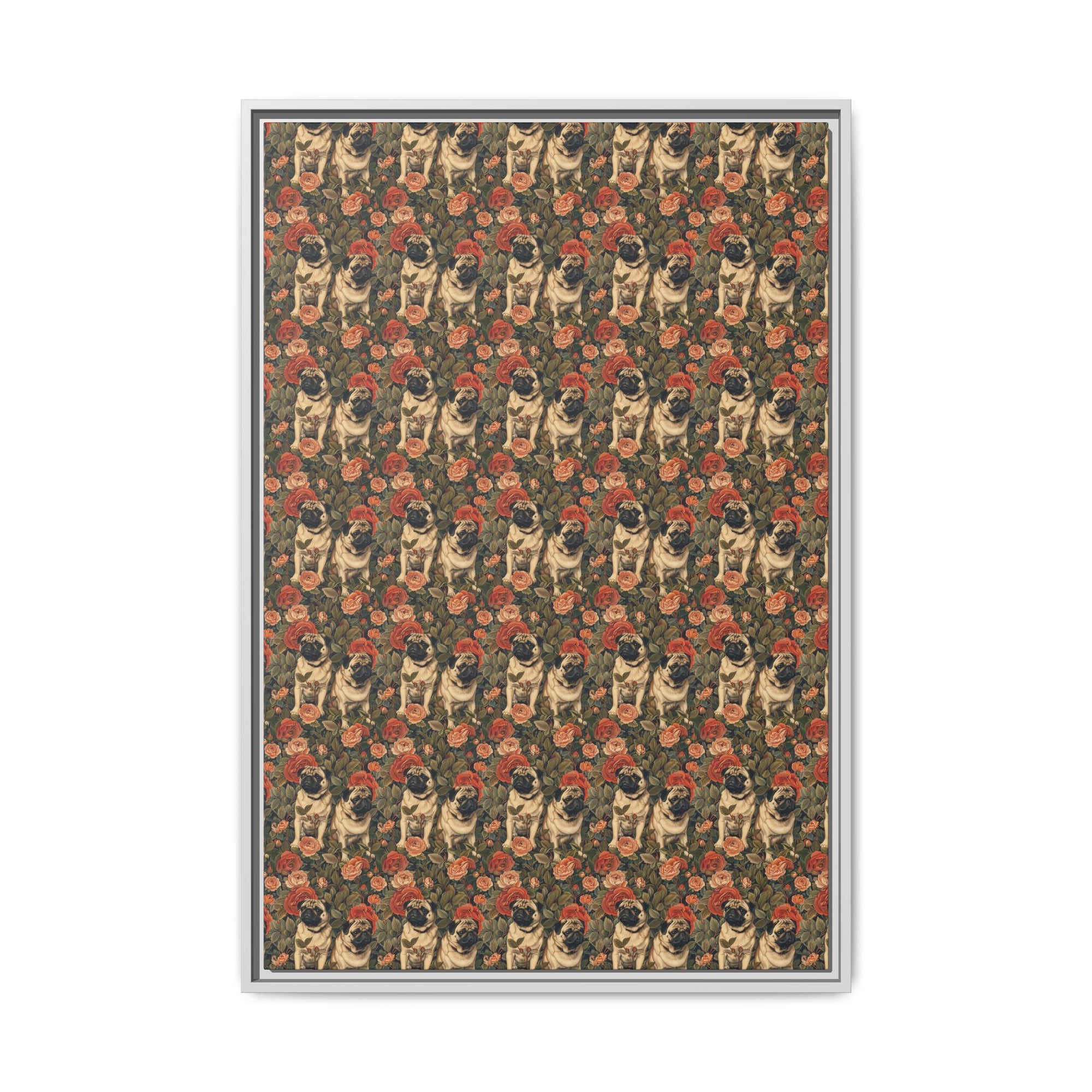 Blooming Pug Paradise Matte Canvas, Framed