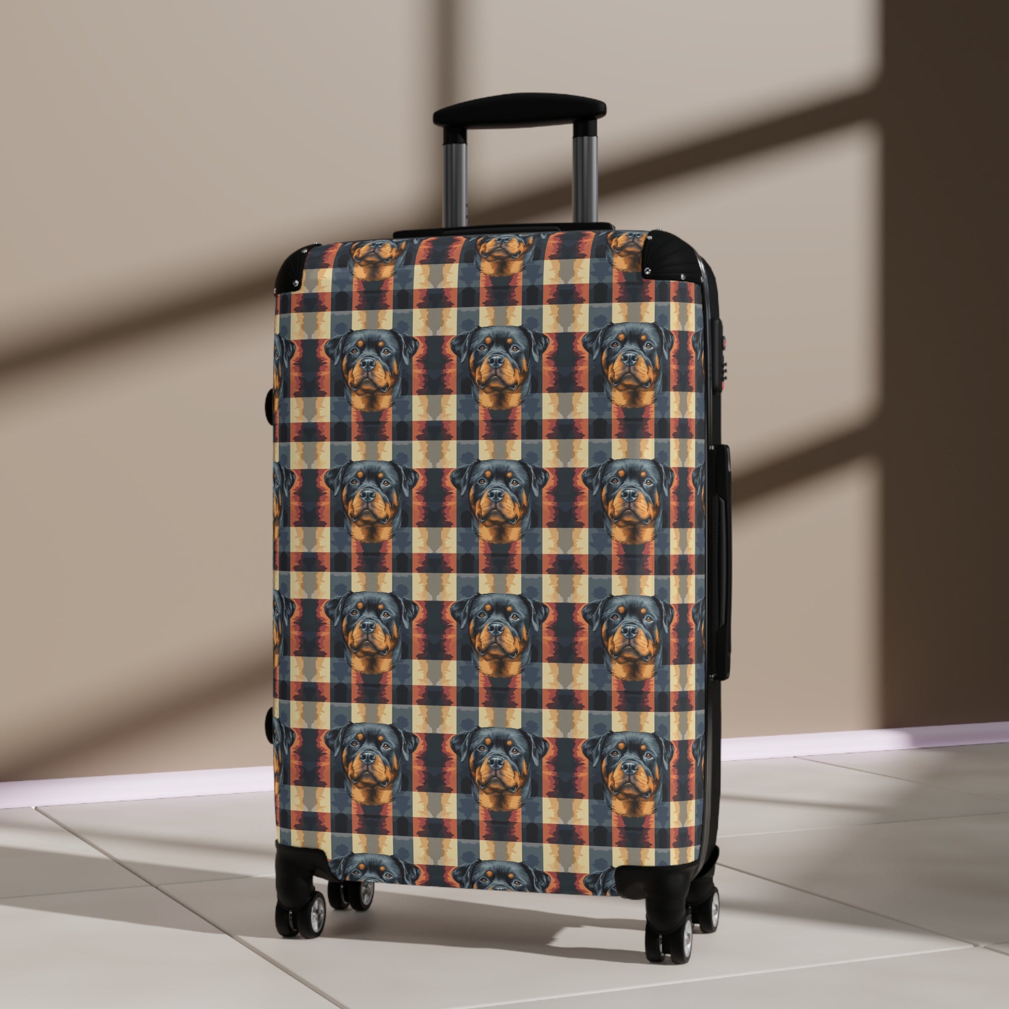 Pawsome Rottweiler Royalty Plaid Suitcase