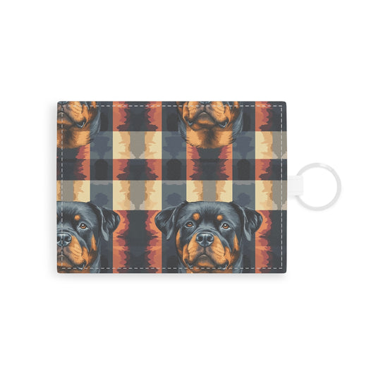 Pawsome Rottweiler Royalty Plaid Leather Card Holder