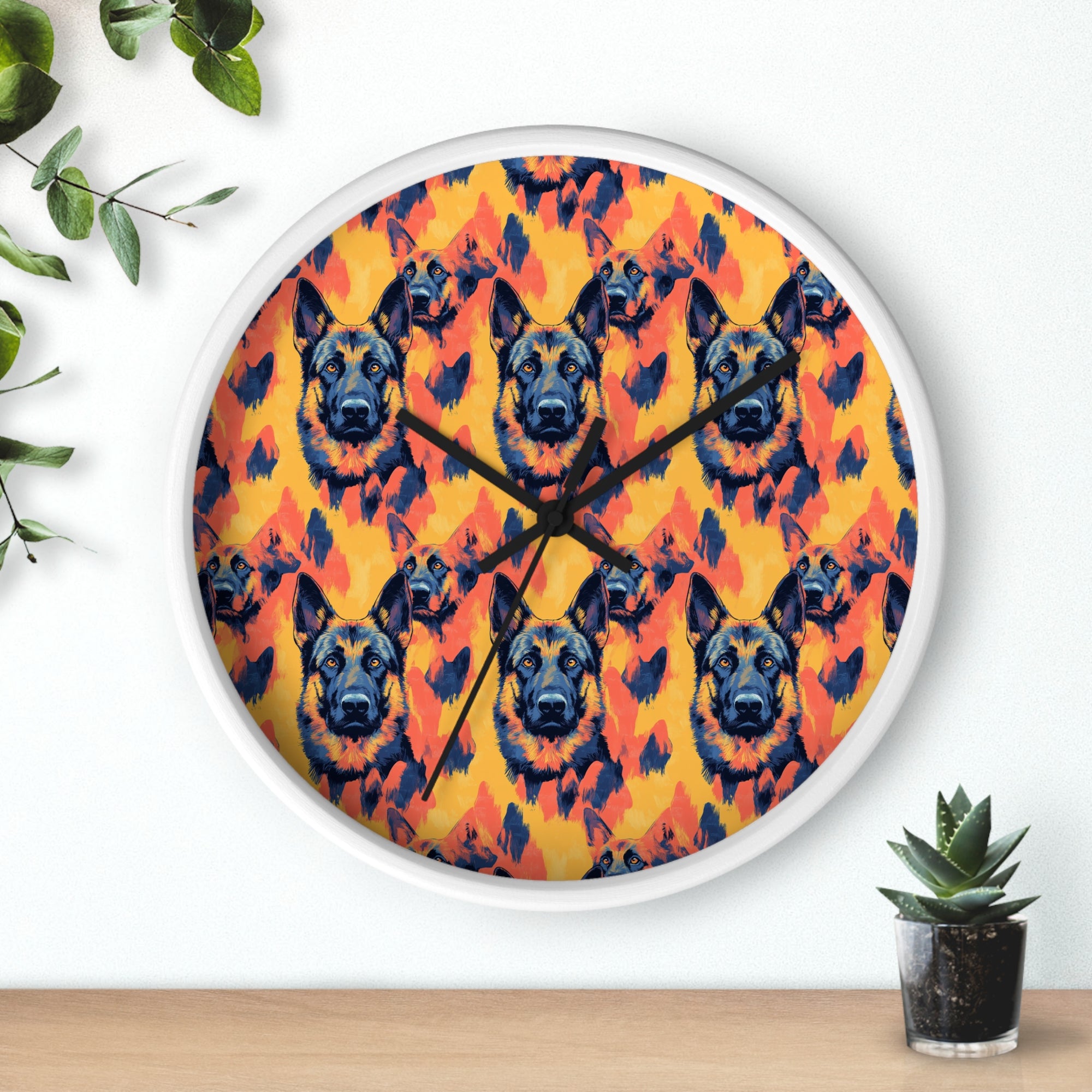 Impressionistic German Shepherds Wall Clock