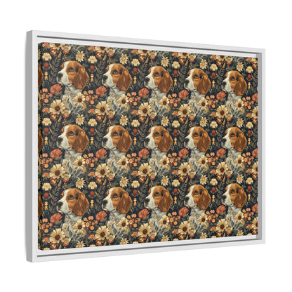 Beagle Blossoms Matte Canvas, Framed