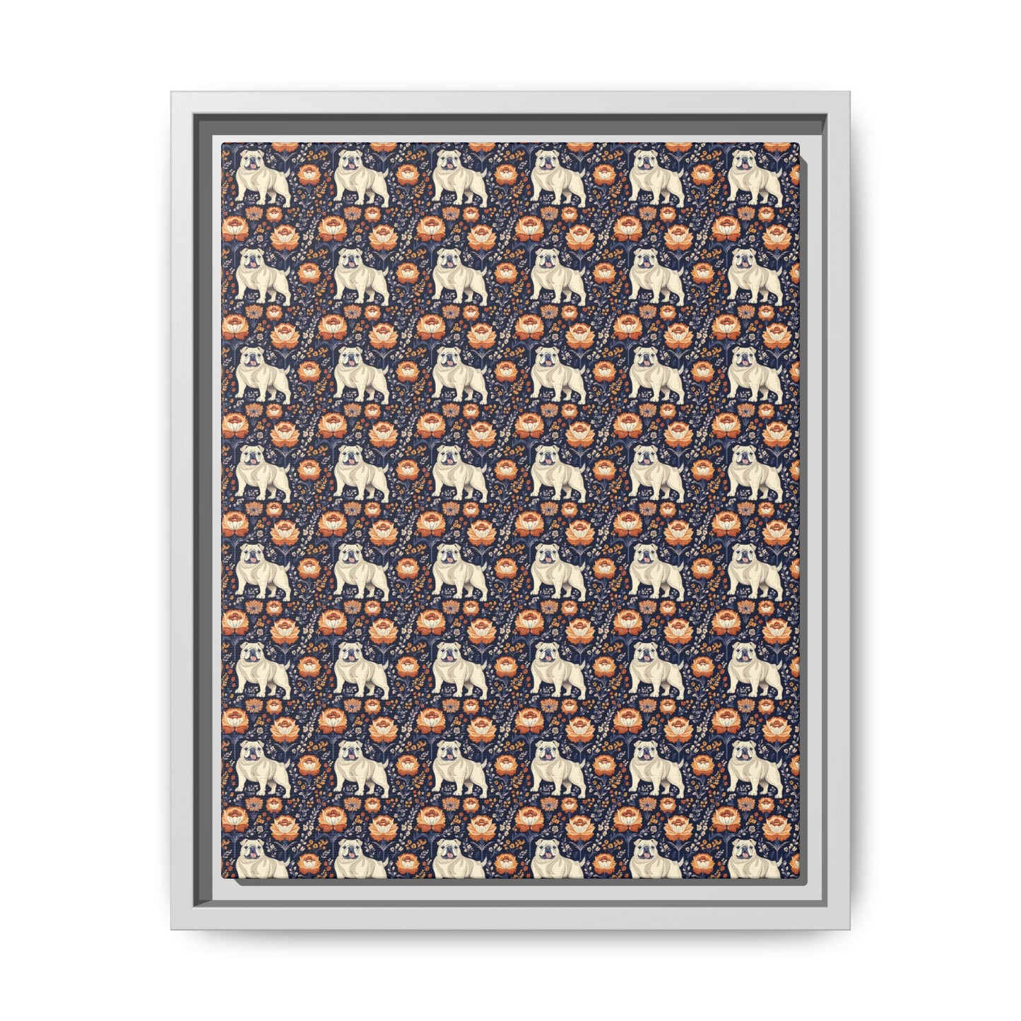 Bulldog Blossom Bonanza Matte Canvas, Framed