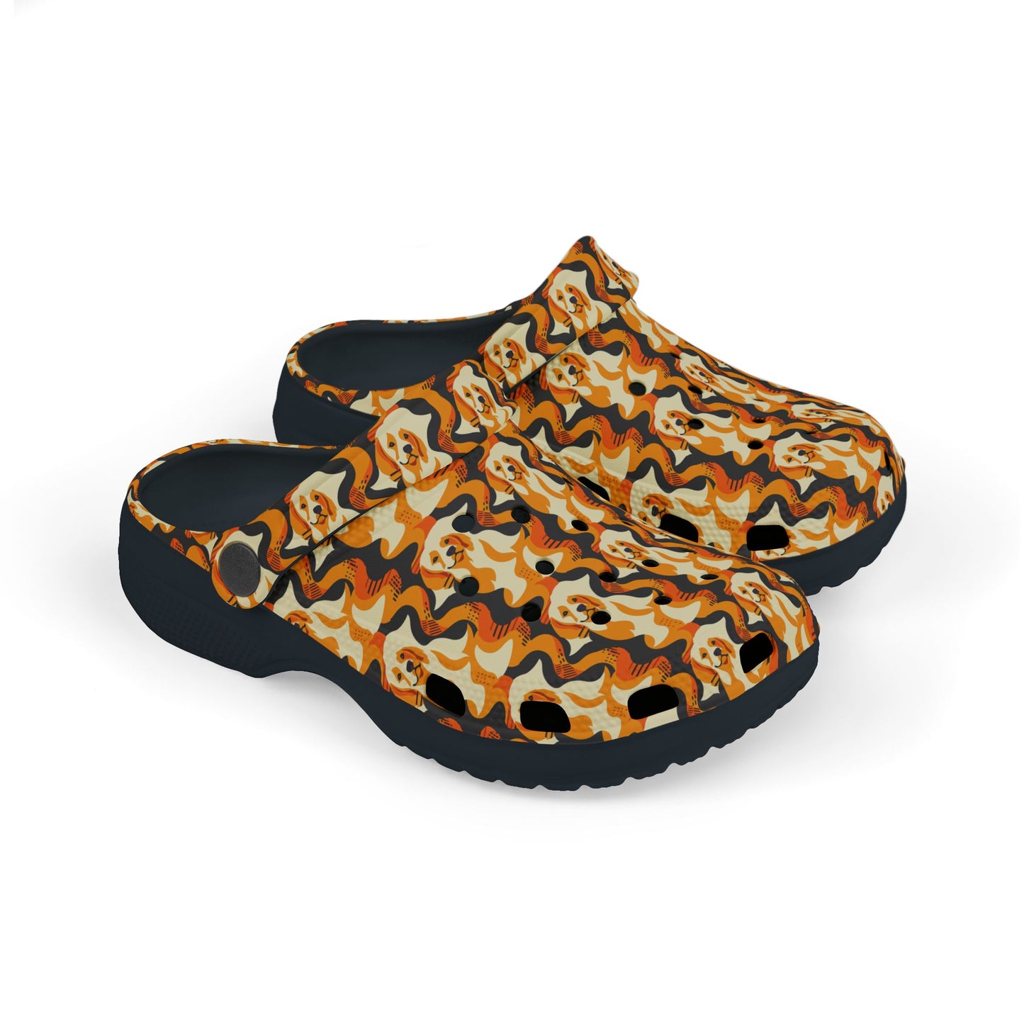 Golden Woof Abstract Glamour Kid's Foam Clogs