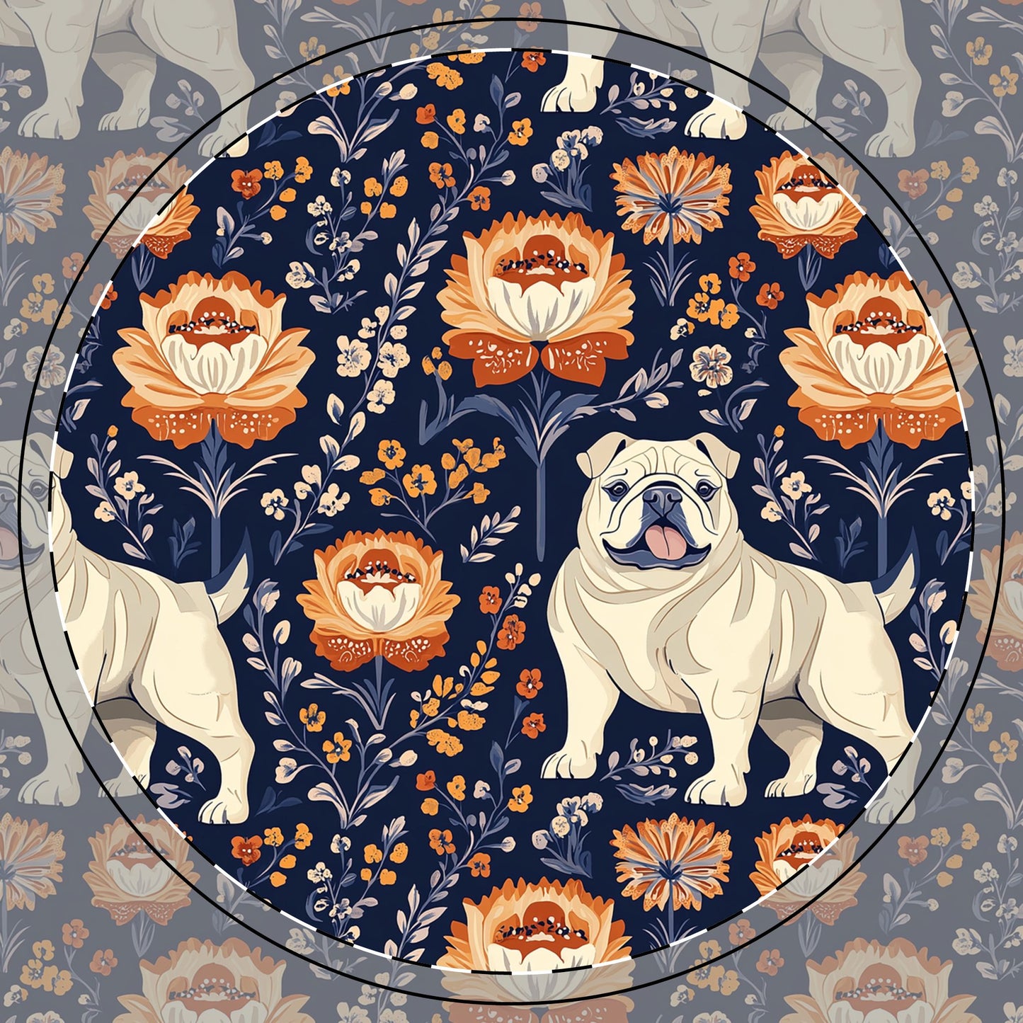 Bulldog Blossom Bonanza Ceramic Coaster