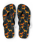 Dapper Dachshund Noir Glow Flip Flops