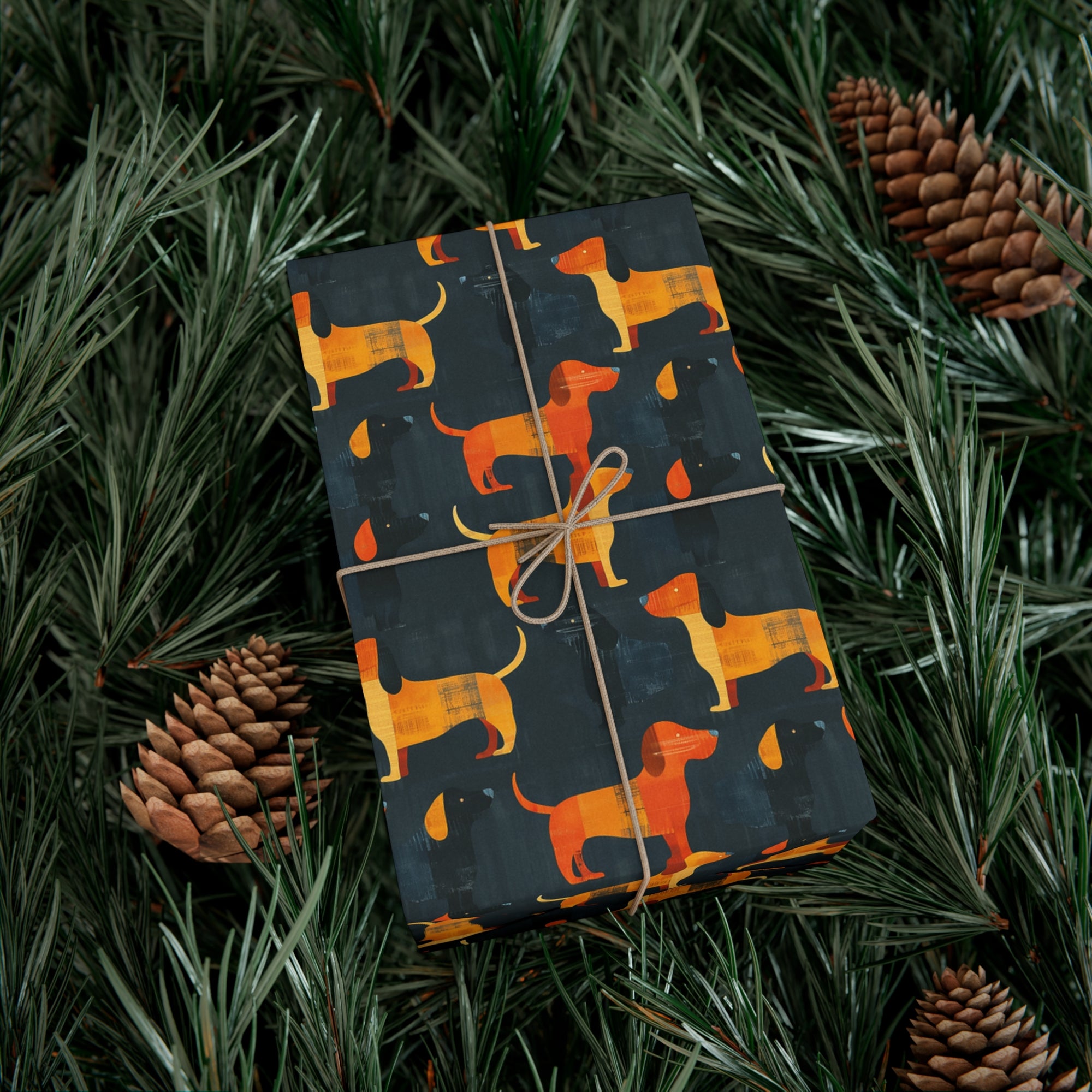 Dapper Dachshund Noir Glow Gift Wrap Papers