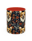 Floofy Corgi Blossom Blast Accent Coffee Mug