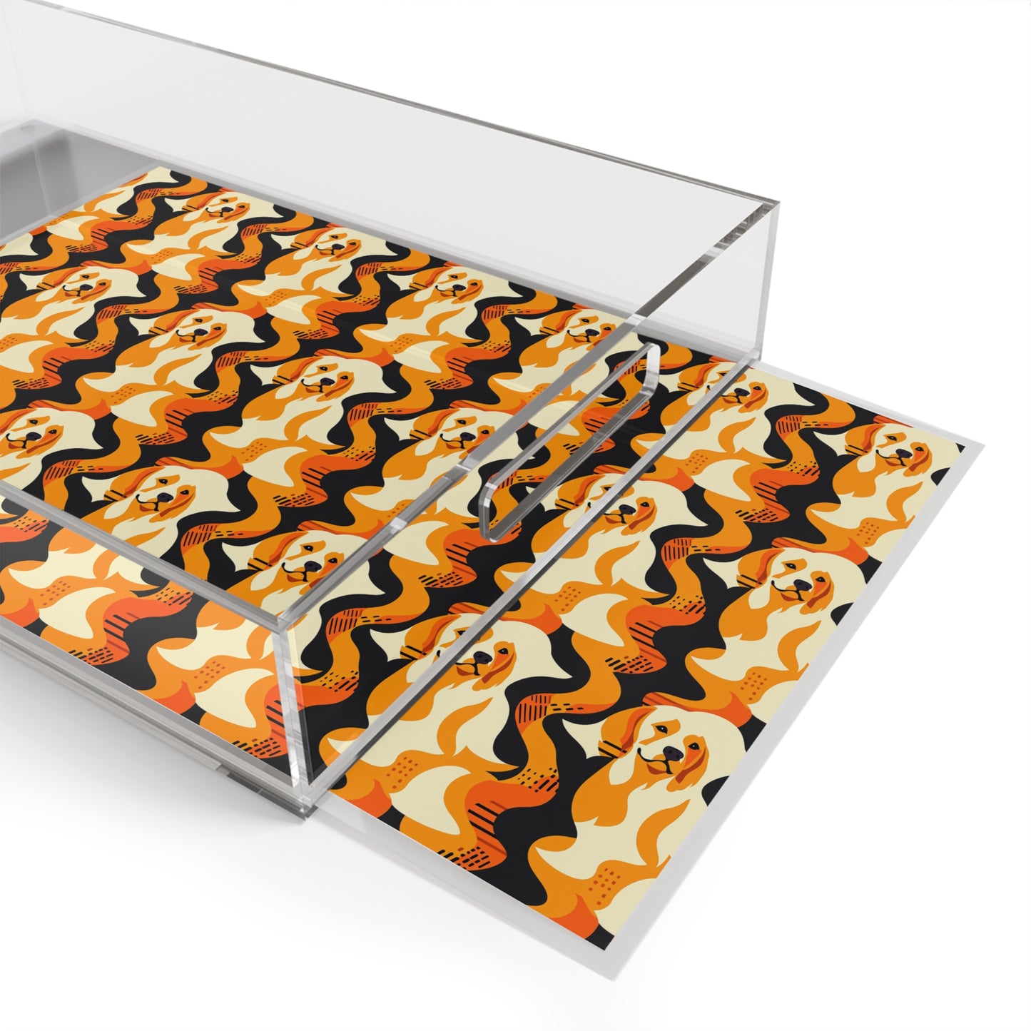 Golden Woof Abstract Glamour Acrylic Serving Tray