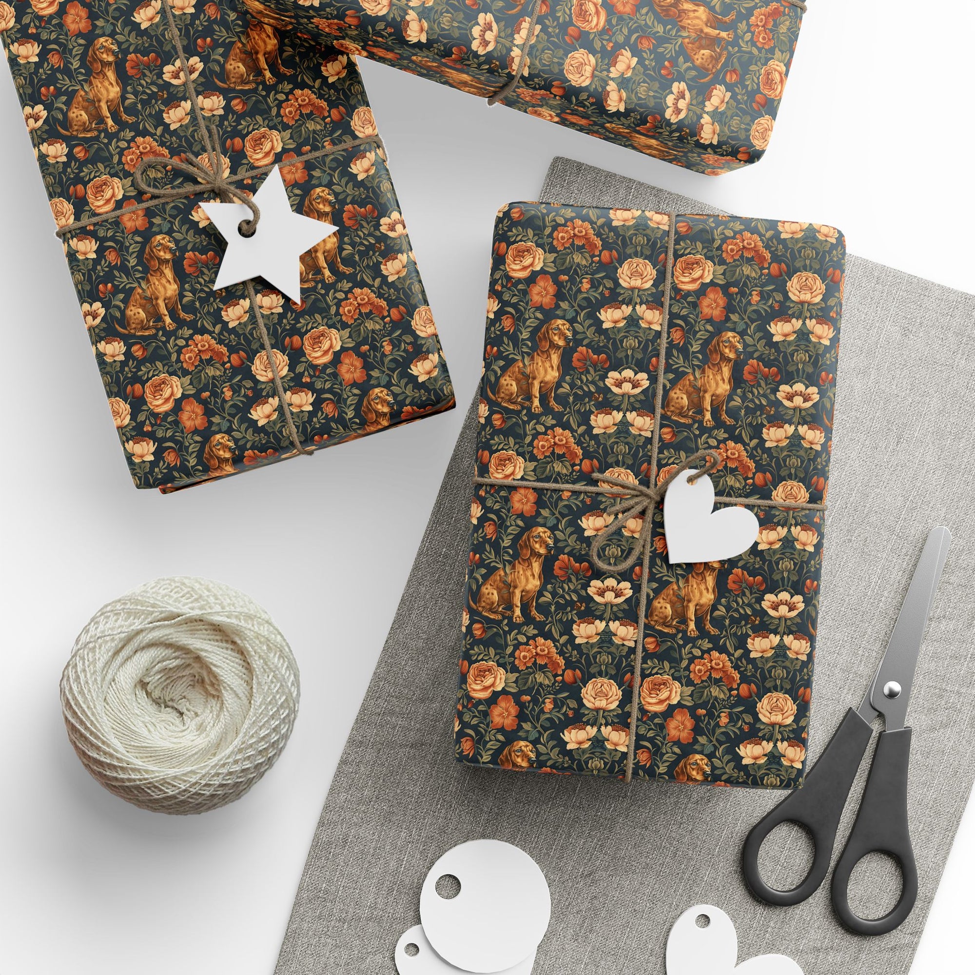 Dazzling Dachsund Blossoms &amp; Foliage Wrapping Paper