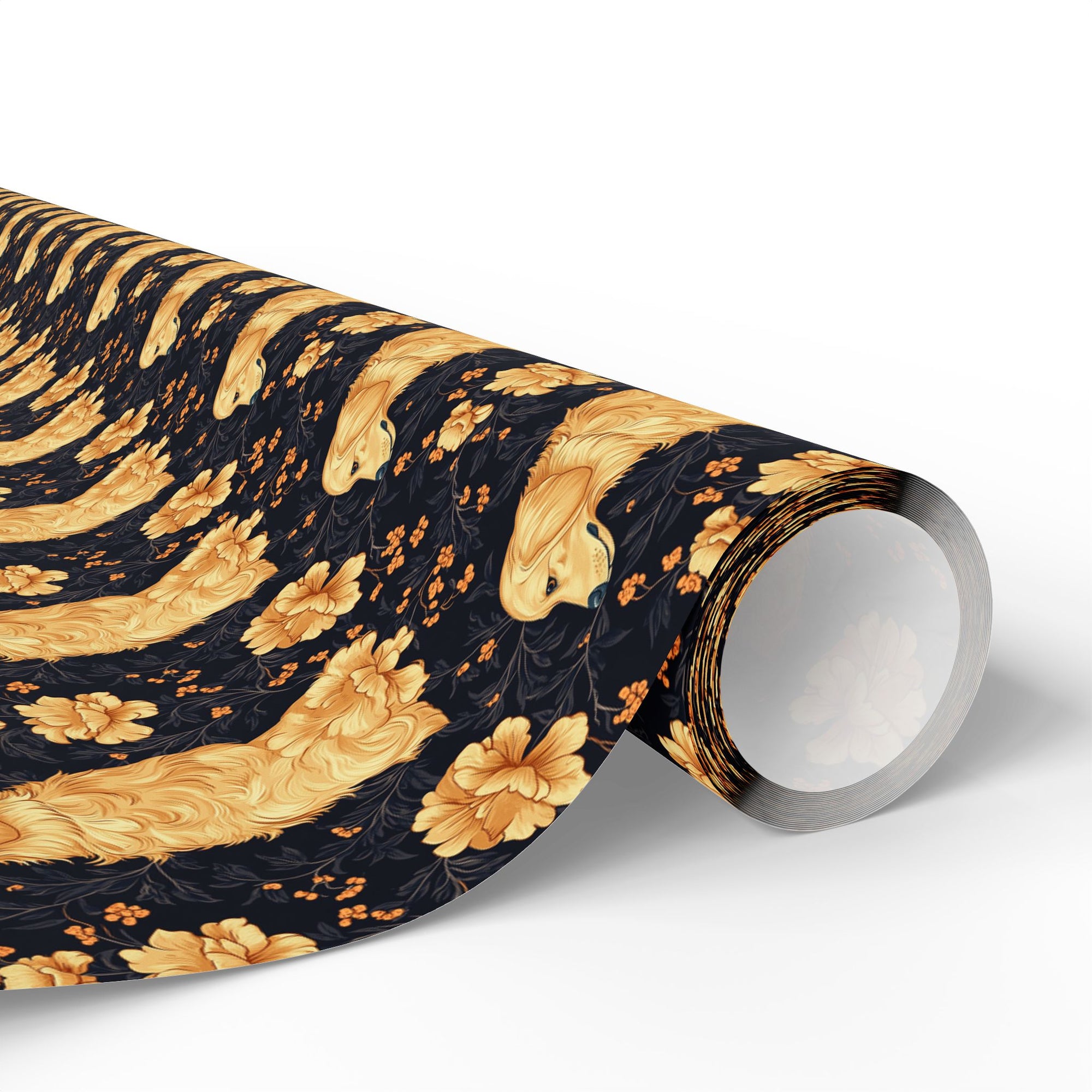 Golden Paws Floral Frenchie Wrapping Paper