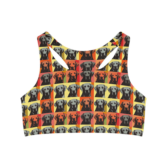 Whimsical Warhol Labrador Seamless Sports Bra