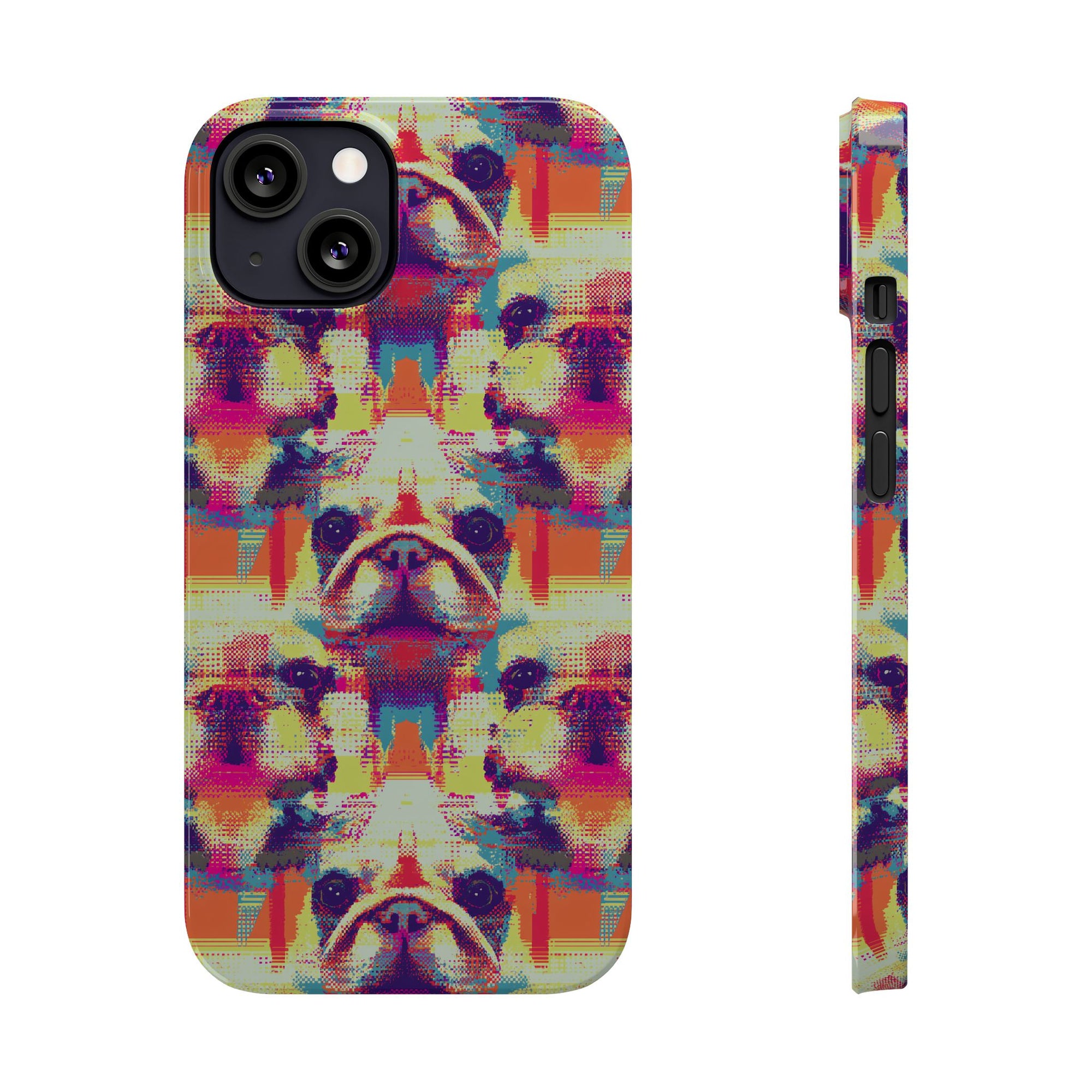 Glitchy Bulldog Blitz Slim Phone Cases