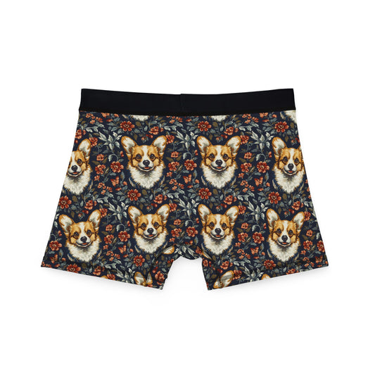 Floofy Corgi Blossom Blast Men's Boxers