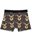 Floofy Corgi Blossom Blast Men's Boxers