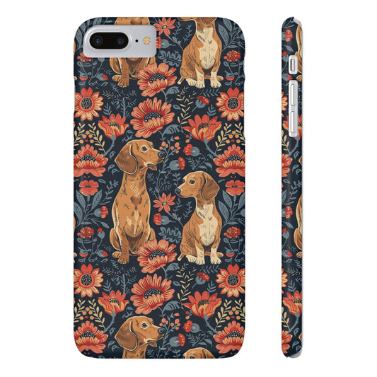 Floral Pawsome Dachsund Delight Slim Phone Cases