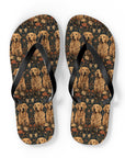 Fanciful Golden Paradise Blossom Flip Flops