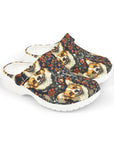 Floofy Corgi Blossom Blast Kid's Foam Clogs