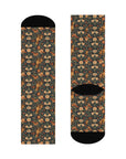 Dazzling Dachsund Blossoms & Foliage Cushioned Crew Socks