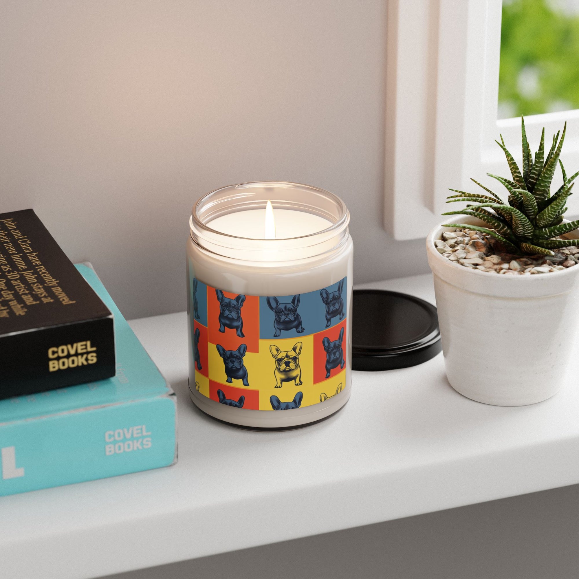 Frenchie Pop Art Pawfection Grid Scented Soy Candle