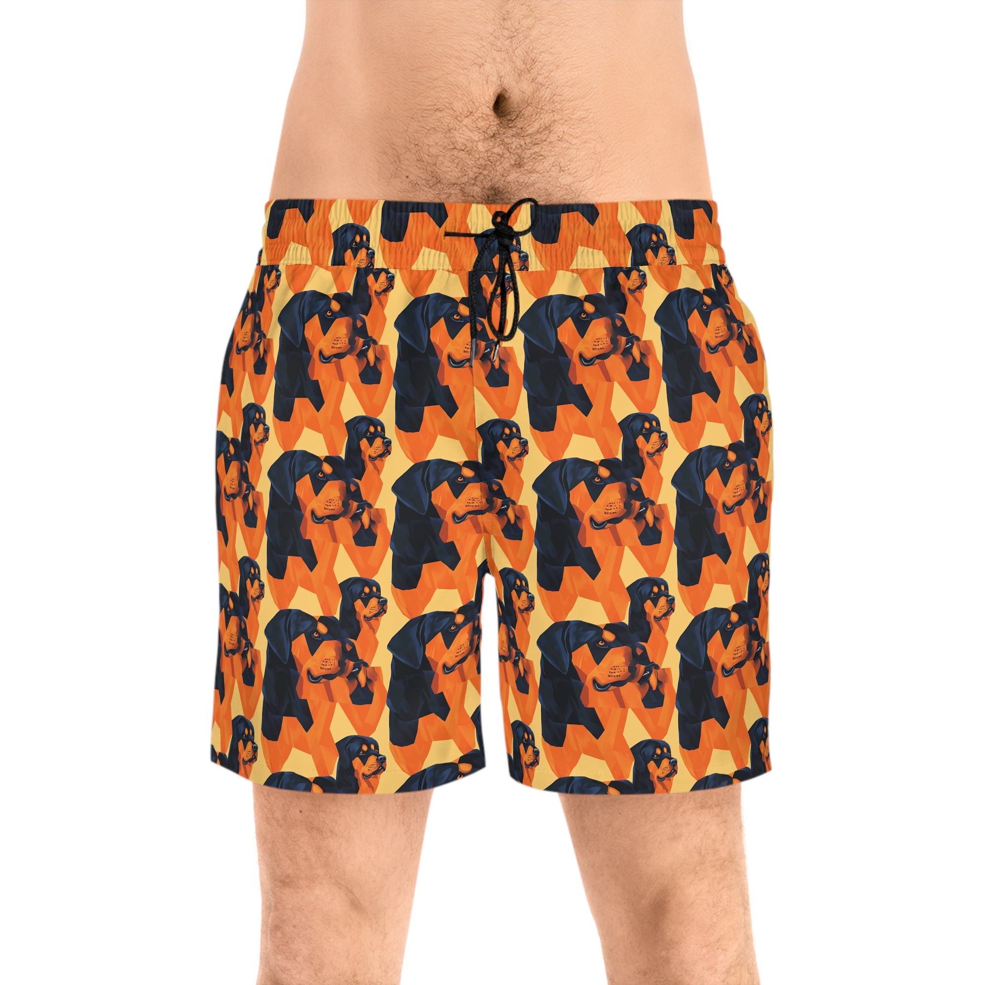 Rottweiler Chic Pawsitivity Men&#39;s Mid-Length Swim Shorts