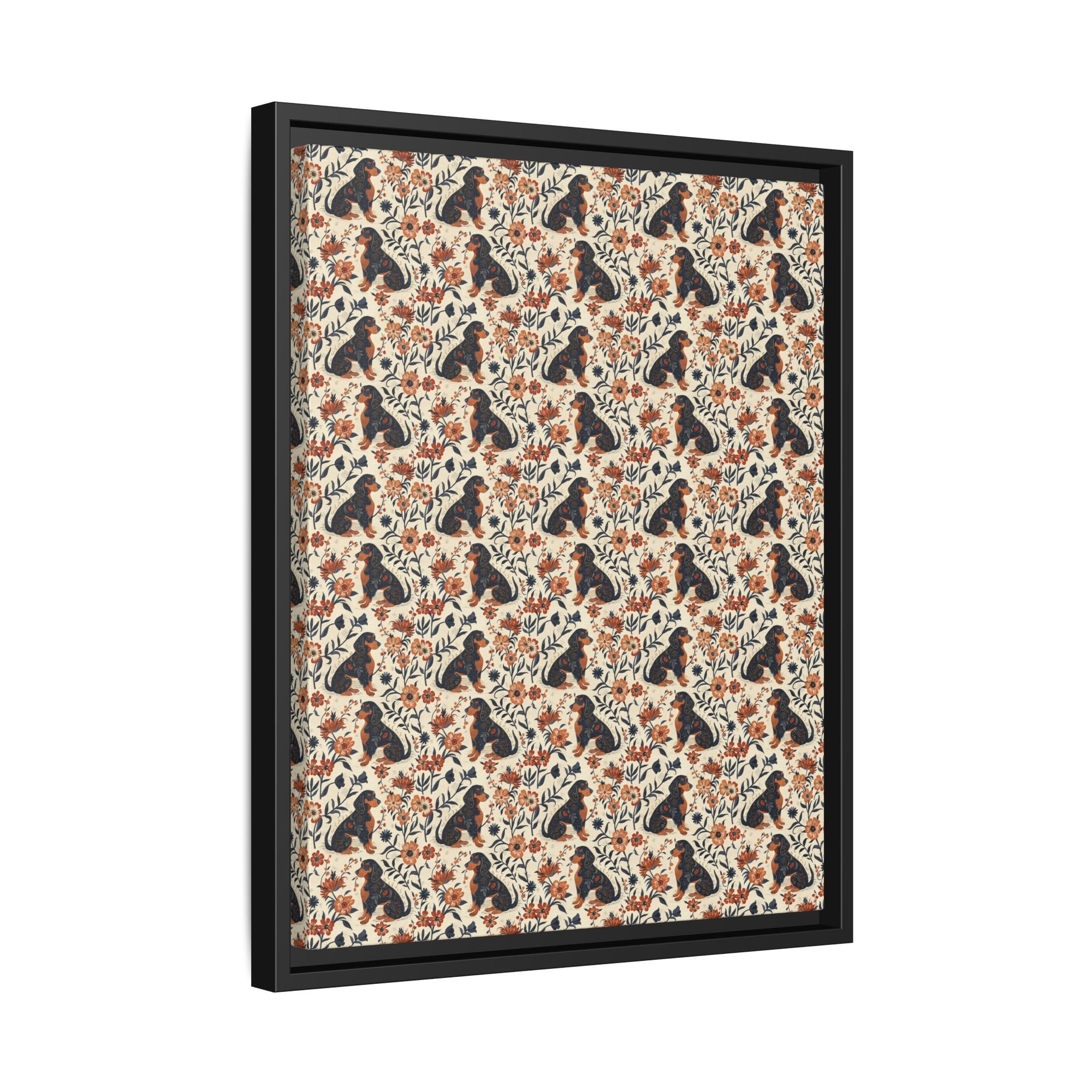 Blossoming Dachshunds Delight Matte Canvas, Framed