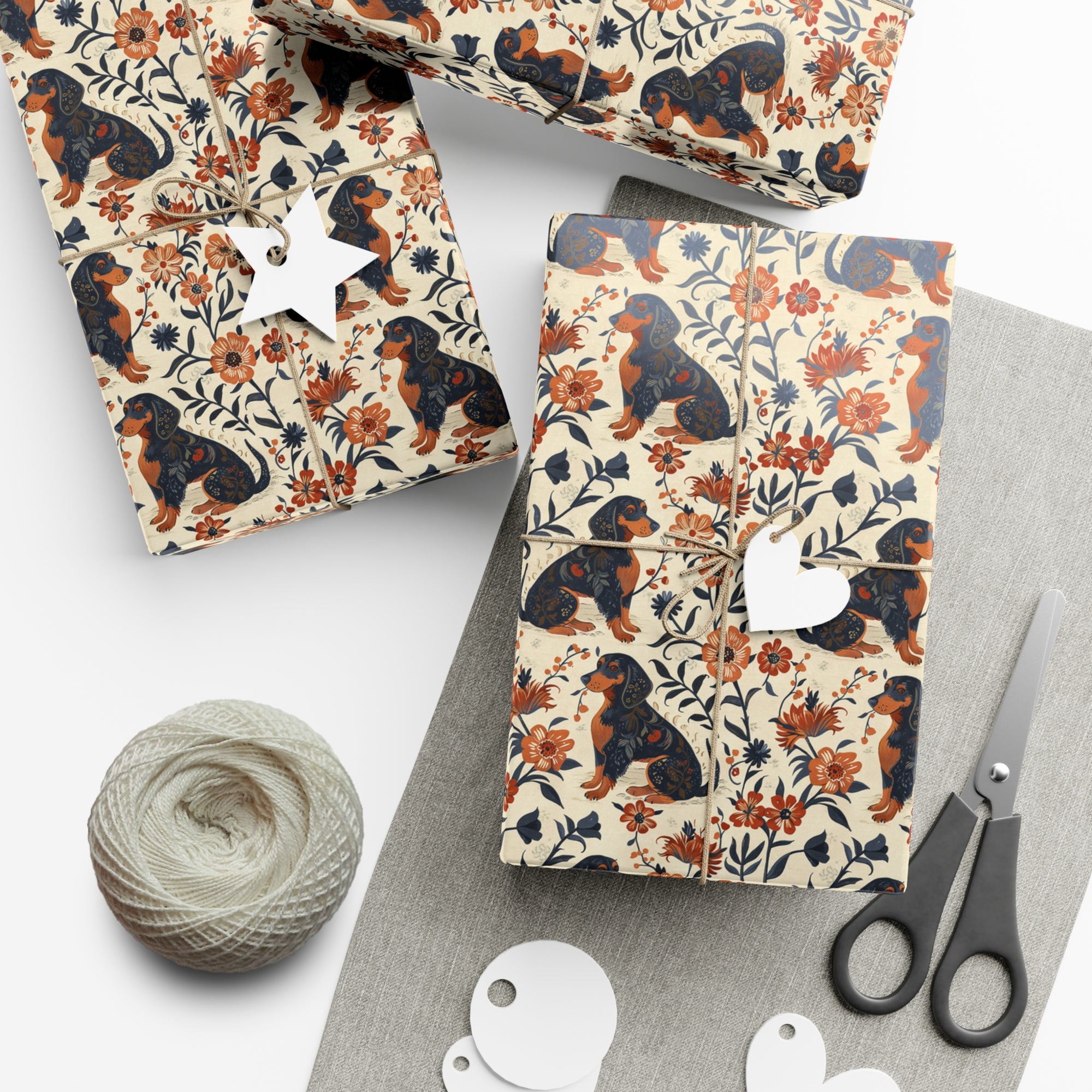 Blossoming Dachshunds Delight Gift Wrap Papers