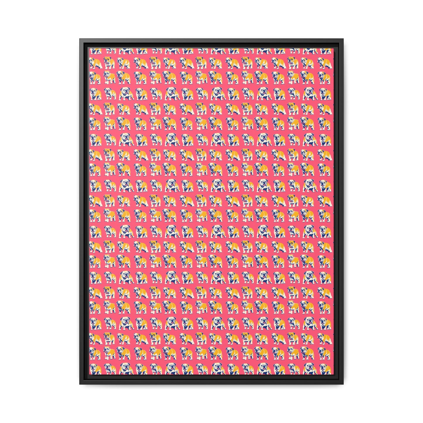 Bubblegum Glamour Bulldog Bouquet Matte Canvas, Framed