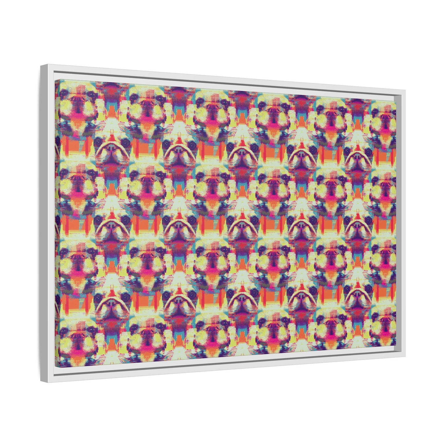 Glitchy Bulldog Blitz Matte Canvas, Framed