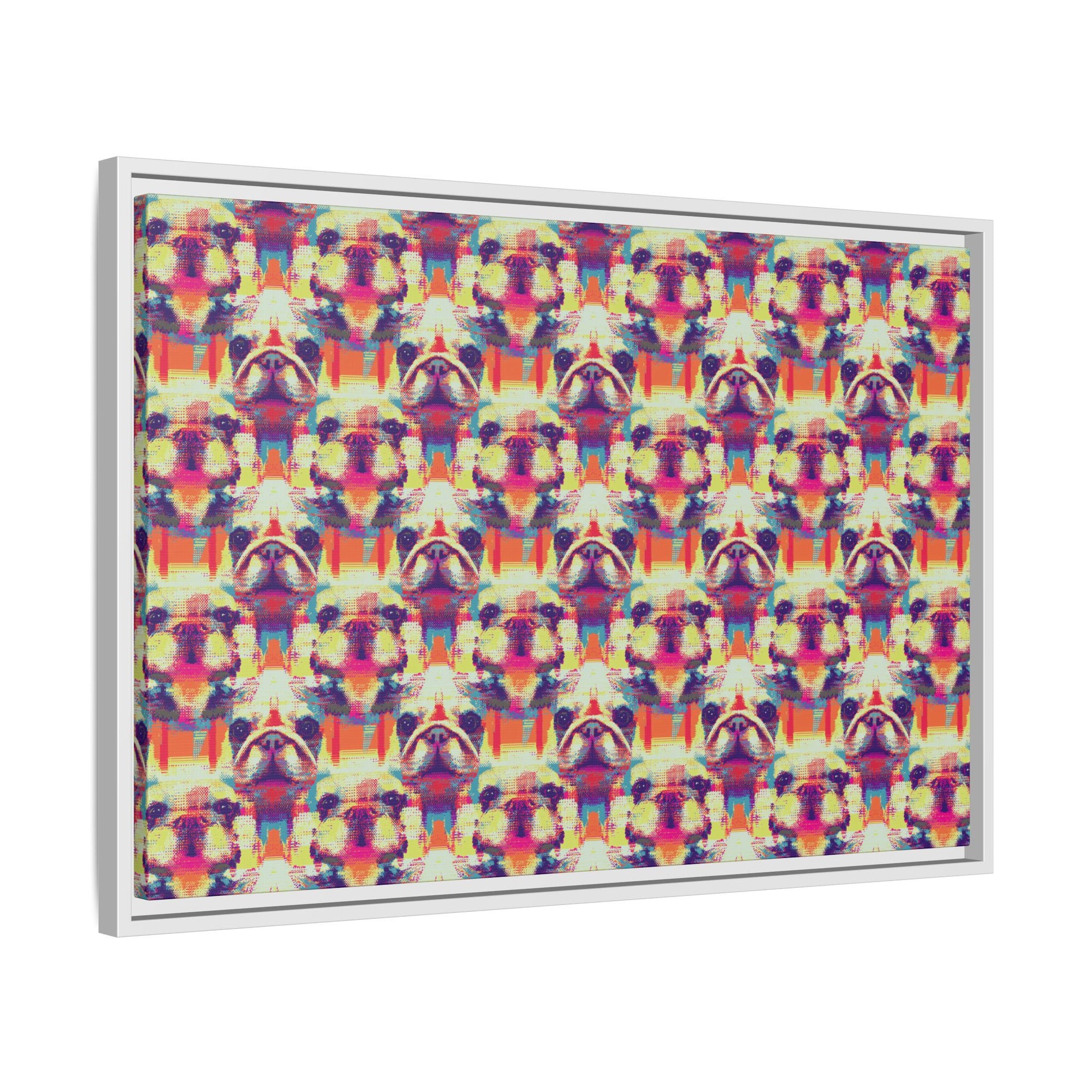 Glitchy Bulldog Blitz Matte Canvas, Framed