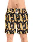 Golden Paws Floral Frenchie Men's Mid-Length Swim Shorts