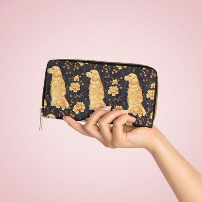 Golden Paws Floral Frenchie Zipper Wallet