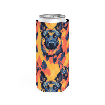 Impressionistic German Shepherds Slim Can Cooler