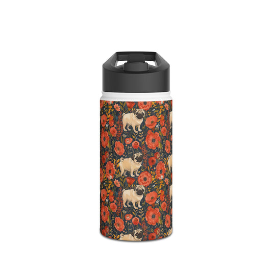 Pug Paradise Playpen Stainless Steel Water Bottle