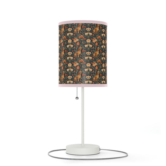 Dazzling Dachsund Blossoms & Foliage Lamp on a Stand