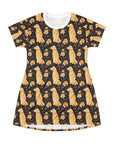 Golden Paws Floral Frenchie T-Shirt Dress