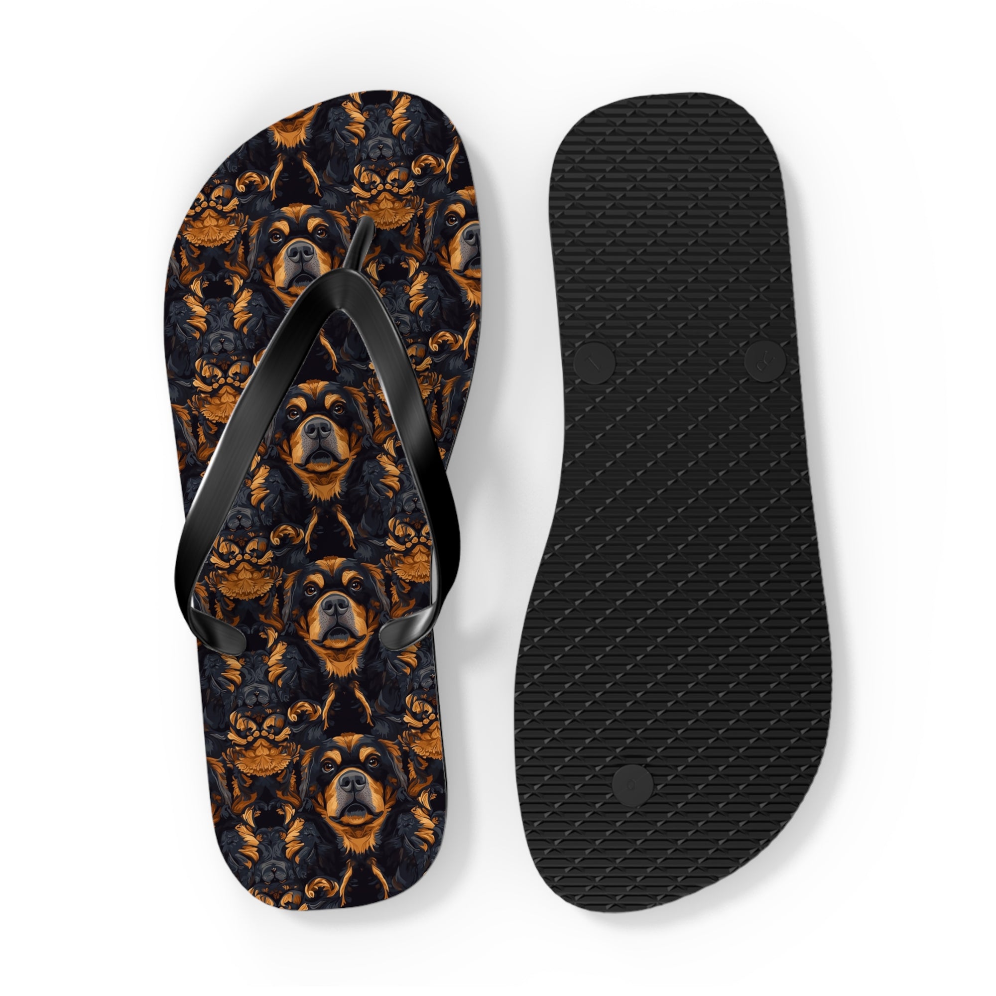 Modern Rottweiler Royalty Flip Flops