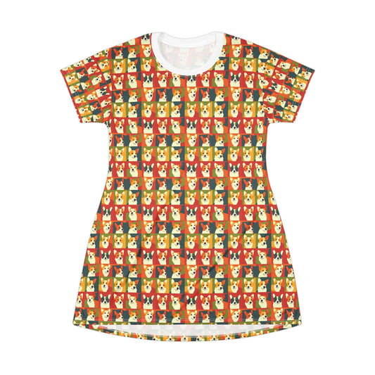 Corgi Chic Popart Pup T-Shirt Dress