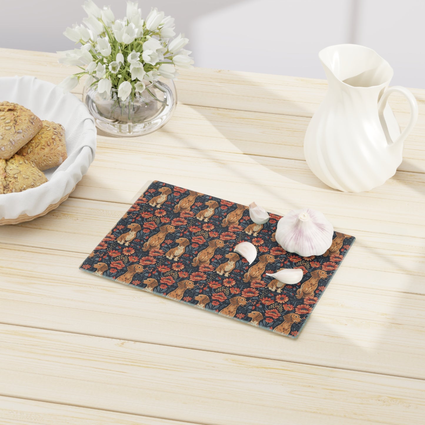 Floral Pawsome Dachsund Delight Cutting Board