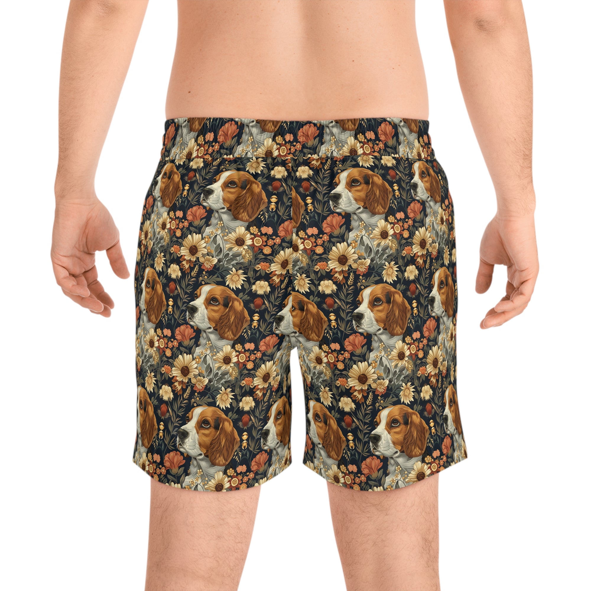 Beagle Blossoms Men&#39;s Mid-Length Swim Shorts