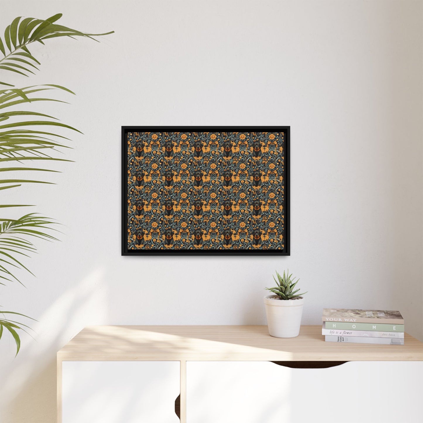 Ruffle Rottie Glamourific Matte Canvas, Framed