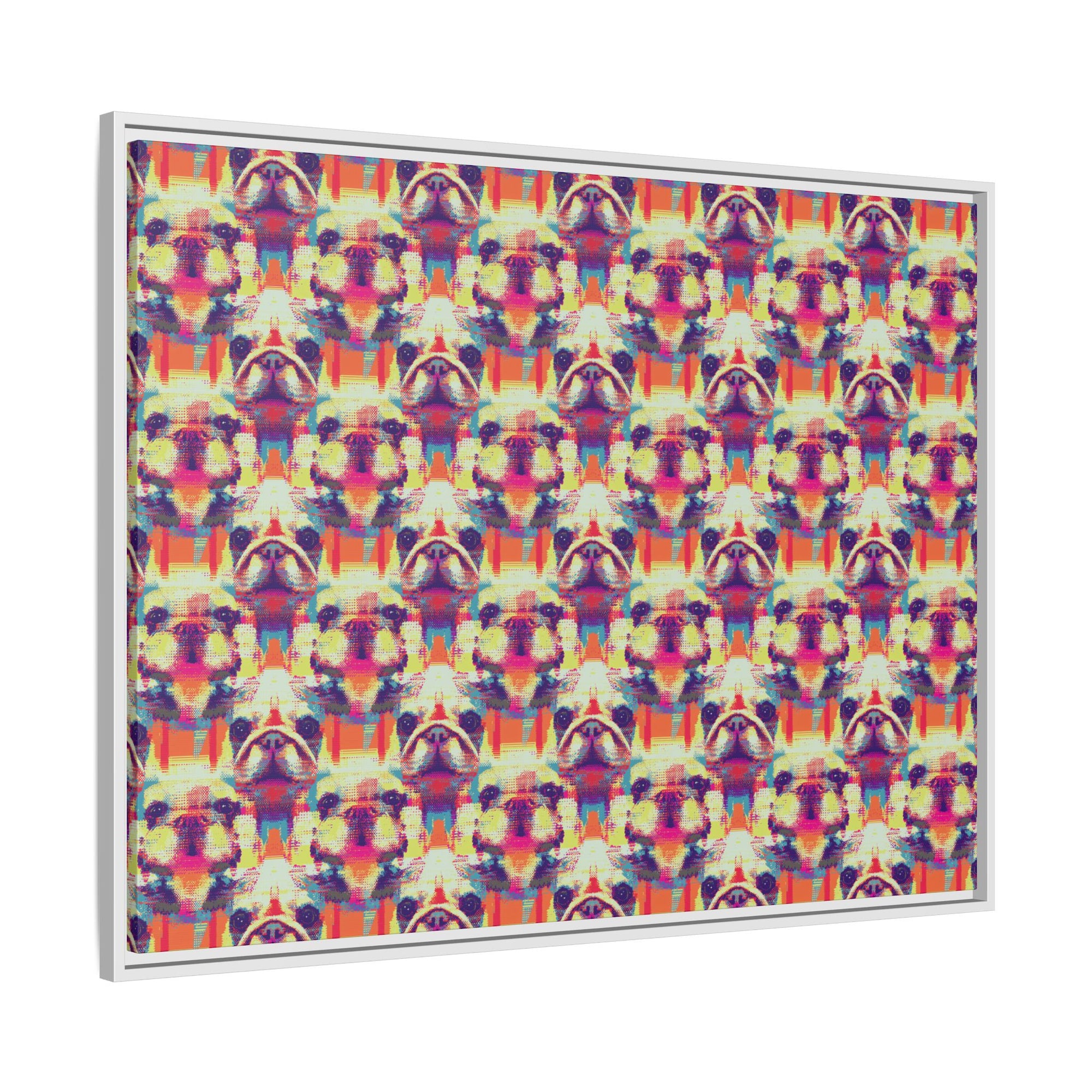 Glitchy Bulldog Blitz Matte Canvas, Framed