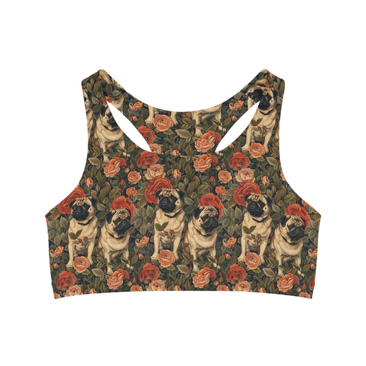 Blooming Pug Paradise Seamless Sports Bra