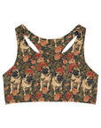 Blooming Pug Paradise Seamless Sports Bra